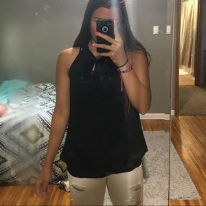 Black tank top with tie neck